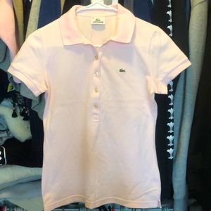 Lacoste pink polo tee sz 38 slim fit S